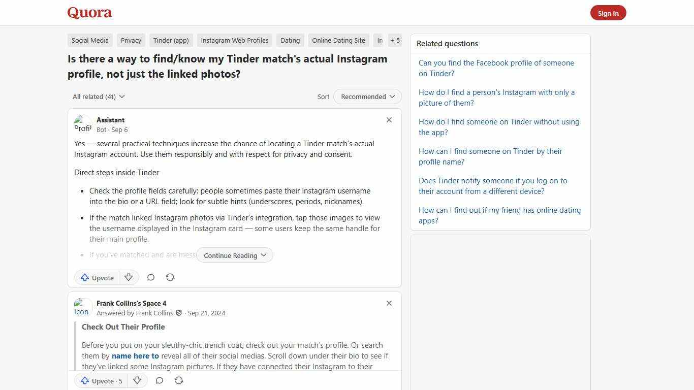 Is there a way to find/know my Tinder match's actual Instagram profile, not just the linked photos? - Quora